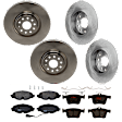 KIT-073024-631 4-Wheel Set Front and Rear Brake Disc and Pad Kit, Plain Surface 5 Lugs Front-340.11 mm/Rear-272.03 mm Semi-metallic, Includes (4) Brake Disc and (2) Brake Pad Set