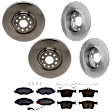 KIT-073024-632 4-Wheel Set Front and Rear Brake Disc and Pad Kit, Plain Surface 5 Lugs Front-340.11 mm/Rear-272.03 mm Semi-metallic, Includes (4) Brake Disc and (2) Brake Pad Set