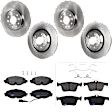 KIT-073024-634 4-Wheel Set Front and Rear Brake Disc and Pad Kit, Plain Surface 5 Lugs Front-311.91 mm/Rear-309.88 mm Semi-metallic, Includes (4) Brake Disc and (2) Brake Pad Set