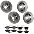 KIT-073024-637 4-Wheel Set Front and Rear Brake Disc and Pad Kit, Plain Surface 5 Lugs Front-311.91 mm/Rear-309.88 mm Semi-metallic, Includes (4) Brake Disc and (2) Brake Pad Set