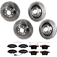 KIT-073024-638 4-Wheel Set Front and Rear Brake Disc and Pad Kit, Plain Surface 5 Lugs Front-311.91 mm/Rear-309.88 mm Semi-metallic, Includes (4) Brake Disc and (2) Brake Pad Set