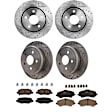 KIT-073024-6489 4-Wheel Set Front and Rear Brake Disc and Pad Kit, Cross-drilled and Slotted 5 Lugs Front-302 mm/Rear-315.98 mm Front-Semi-Metallic/Rear-Ceramic, Includes (2) Brake Pad Set and (4) Brake Disc