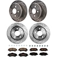 KIT-073024-6490 4-Wheel Set Front and Rear Brake Disc and Pad Kit, Cross-drilled and Slotted 5 Lugs Front-302 mm/Rear-315.98 mm Front-Semi-Metallic/Rear-Ceramic, Includes (2) Brake Pad Set and (4) Brake Disc