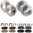 KIT-073024-6525 4-Wheel Set Front and Rear Brake Disc and Pad Kit, Cross-drilled and Slotted 5 Lugs Front-300 mm/Rear-262 mm Front-Semi-Metallic/Rear-Ceramic, Includes (4) Brake Disc and (2) Brake Pad Set