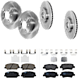 KIT-073024-6555 4-Wheel Set Front and Rear Brake Disc and Pad Kit, Plain Surface 5 Lugs Ceramic - Front, Semi-Metallic - Rear, Includes (4) Disc and (2) Pad Set