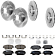 KIT-073024-6556 4-Wheel Set Front and Rear Brake Disc and Pad Kit, Plain Surface 5 Lugs Ceramic - Front, Semi-Metallic - Rear, Includes (4) Disc and (2) Pad Set