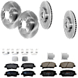 KIT-073024-6557 4-Wheel Set Front and Rear Brake Disc and Pad Kit, Plain Surface 5 Lugs Ceramic - Front, Semi-Metallic - Rear, Includes (4) Disc and (2) Pad Set