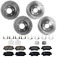 KIT-073024-6564 4-Wheel Set Front and Rear Brake Disc and Pad Kit, Cross-drilled and Slotted 5 Lugs Front-300 mm/Rear-282.96 mm Front-Ceramic/Rear-Semi-Metallic, Includes (4) Brake Disc and (2) Brake Pad Set