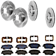 KIT-073024-6567 4-Wheel Set Front and Rear Brake Disc and Pad Kit, Plain Surface 5 Lugs Front-320.04 mm/Rear-282.96 mm Semi-metallic, Includes (4) Disc and (2) Pad Set