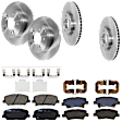 KIT-073024-6568 4-Wheel Set Front and Rear Brake Disc and Pad Kit, Plain Surface 5 Lugs Ceramic - Front, Semi-Metallic - Rear, Includes (4) Disc and (2) Pad Set