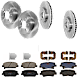KIT-073024-6570 4-Wheel Set Front and Rear Brake Disc and Pad Kit, Plain Surface 5 Lugs Ceramic - Front, Semi-Metallic - Rear, Includes (4) Disc and (2) Pad Set