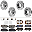 KIT-073024-6574 Front and Rear Brake Disc and Pad Kit, Plain Surface 5 Lugs Front-Ceramic, Rear-Semi-Metallic