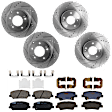 KIT-073024-6577 4-Wheel Set Front and Rear Brake Disc and Pad Kit, Cross-drilled and Slotted 5 Lugs Front-300 mm/Rear-282.96 mm Front-Ceramic/Rear-Semi-Metallic, Includes (4) Brake Disc and (2) Brake Pad Set