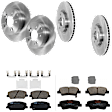 KIT-073024-6581 4-Wheel Set Front and Rear Brake Disc and Pad Kit, Plain Surface 5 Lugs Ceramic - Front, Semi-Metallic - Rear, Includes (4) Disc and (2) Pad Set