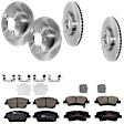 KIT-073024-6582 4-Wheel Set Front and Rear Brake Disc and Pad Kit, Plain Surface 5 Lugs Ceramic - Front, Semi-Metallic - Rear, Includes (4) Disc and (2) Pad Set