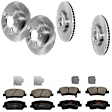 KIT-073024-6583 4-Wheel Set Front and Rear Brake Disc and Pad Kit, Plain Surface 5 Lugs Ceramic - Front, Semi-Metallic - Rear, Includes (4) Disc and (2) Pad Set