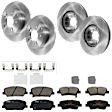KIT-073024-6587 Front and Rear Brake Disc and Pad Kit, Plain Surface, 5 Lugs, Front-299.97 mm/Rear-282.96 mm, Front-Ceramic/Rear-Semi-Metallic