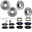 KIT-073024-6600 4-Wheel Set Front and Rear Brake Disc and Pad Kit, Plain Surface 5 Lugs Front-299.97 mm/Rear-283.97 mm Semi-metallic, Includes (2) Brake Pad Set and (4) Brake Disc