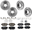KIT-073024-6602 4-Wheel Set Front and Rear Brake Disc and Pad Kit, Plain Surface, 5 Lugs, Ceramic - Front, Semi-Metallic - Rear