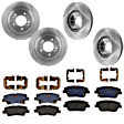KIT-073024-6607 4-Wheel Set Front and Rear Brake Disc and Pad Kit, Plain Surface 5 Lugs Front-299.97 mm/Rear-283.97 mm Semi-metallic, Includes (2) Brake Pad Set and (4) Brake Disc