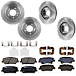 KIT-073024-6608 4-Wheel Set Front and Rear Brake Disc and Pad Kit, Plain Surface, 5 Lugs, Ceramic - Front, Semi-Metallic - Rear
