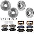 KIT-073024-6609 4-Wheel Set Front and Rear Brake Disc and Pad Kit, Plain Surface, 5 Lugs, Ceramic - Front, Semi-Metallic - Rear