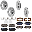 2015 Kia Optima - 8-Piece Kit Front and Rear Brake Disc and Pad Kit, Plain Surface, 5 Lugs, Front-Ceramic/Rear-Semi-Metallic, FULL HYBRID EV-GAS (FHEV), For Models With Manual Parking Brakes, USA Built Vehicle, 2.4L 4Cyl,  Includes (4) Brake Disc and (2) Br
