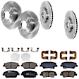 KIT-073024-6623 4-Wheel Set Front and Rear Brake Disc and Pad Kit, Plain Surface 5 Lugs Ceramic - Front, Semi-Metallic - Rear, Includes (4) Disc and (2) Pad Set
