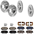 2015 Kia Optima - 4-Wheel Set Front and Rear Brake Disc and Pad Kit, Plain Surface, 5 Lugs, Front-320.04 mm/Rear-282.96 mm, Front-Ceramic/Rear-Semi-Metallic, FULL HYBRID EV-GAS (FHEV), For Models With Manual Parking Brakes, USA Built Vehicle, 2.4L 4Cyl
