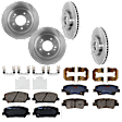 KIT-073024-6629 4-Wheel Set Front and Rear Brake Disc and Pad Kit, Plain Surface, 5 Lugs, Ceramic - Front, Semi-Metallic - Rear, Includes (4) Disc and (2) Pad Set
