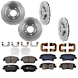 KIT-073024-6630 4-Wheel Set Front and Rear Brake Disc and Pad Kit, Plain Surface, 5 Lugs, Ceramic - Front, Semi-Metallic - Rear