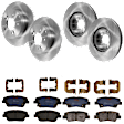 KIT-073024-6635 4-Wheel Set Front and Rear Brake Disc and Pad Kit, Plain Surface 5 Lugs Front-299.97 mm/Rear-282.96 mm Semi-metallic, Includes (4) Brake Disc and (2) Brake Pad Set