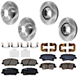 2015 Kia Optima - 4-Wheel Set Front and Rear Brake Disc and Pad Kit, Plain Surface, 5 Lugs, Front-299.97 mm/Rear-282.96 mm, Front-Ceramic/Rear-Semi-Metallic, FULL HYBRID EV-GAS (FHEV), 300mm Front Disc, Manual Parking Brakes, USA Built Vehicle, 2.4L 4Cyl