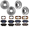 KIT-073024-6642 4-Wheel Set Front and Rear Brake Disc and Pad Kit, Plain Surface 5 Lugs Front-299.97 mm/Rear-283.97 mm Semi-metallic, Includes (2) Brake Pad Set and (4) Brake Disc