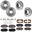KIT-073024-6643 4-Wheel Set Front and Rear Brake Disc and Pad Kit, Plain Surface, 5 Lugs, Ceramic - Front, Semi-Metallic - Rear