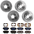 KIT-073024-6649 4-Wheel Set Front and Rear Brake Disc and Pad Kit, Cross-drilled and Slotted 5 Lugs Front-300 mm/Rear-282.96 mm Semi-metallic, Includes (4) Brake Disc and (2) Brake Pad Set