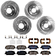 KIT-073024-6650 4-Wheel Set Front and Rear Brake Disc and Pad Kit, Cross-drilled and Slotted 5 Lugs Front-300 mm/Rear-282.96 mm Front-Ceramic/Rear-Semi-Metallic, Includes (4) Brake Disc and (2) Brake Pad Set