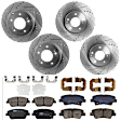 KIT-073024-6651 4-Wheel Set Front and Rear Brake Disc and Pad Kit, Cross-drilled and Slotted 5 Lugs Front-300 mm/Rear-282.96 mm Front-Ceramic/Rear-Semi-Metallic, Includes (4) Brake Disc and (2) Brake Pad Set
