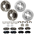 KIT-073024-6659 4-Wheel Set Front and Rear Brake Disc and Pad Kit, Plain Surface 4 Lugs Front-279.91 mm/Rear-261.87 mm Ceramic, Includes (4) Brake Disc and (2) Brake Pad Set