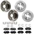 KIT-073024-6660 4-Wheel Set Front and Rear Brake Disc and Pad Kit, Plain Surface 4 Lugs Front-279.91 mm/Rear-261.87 mm Ceramic, Includes (4) Brake Disc and (2) Brake Pad Set