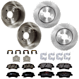 KIT-073024-6662 4-Wheel Set Front and Rear Brake Disc and Pad Kit, Plain Surface 4 Lugs Front-279.91 mm/Rear-261.87 mm Ceramic, Includes (4) Brake Disc and (2) Brake Pad Set