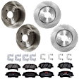 KIT-073024-6663 4-Wheel Set Front and Rear Brake Disc and Pad Kit, Plain Surface 4 Lugs Front-279.91 mm/Rear-261.87 mm Ceramic, Includes (4) Brake Disc and (2) Brake Pad Set