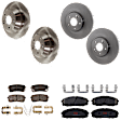 KIT-073024-6682 4-Wheel Set Front and Rear Brake Disc and Pad Kit, Plain Surface 5 Lugs Front-320.04 mm/Rear-302.01 mm Ceramic, Includes (4) Brake Disc and (2) Brake Pad Set