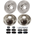 KIT-073024-6697 4-Wheel Set Front and Rear Brake Disc and Pad Kit, Plain Surface 5 Lugs Front-320.04 mm/Rear-302 mm Ceramic, Includes (4) Brake Disc and (2) Brake Pad Set