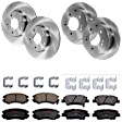 KIT-073024-6718 4-Wheel Set Front and Rear Brake Disc and Pad Kit, Plain Surface 5 Lugs Front-279.91 mm/Rear-261.87 mm Ceramic, Includes (4) Brake Disc and (2) Brake Pad Set