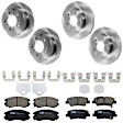 KIT-073024-6723 4-Wheel Set Front and Rear Brake Disc and Pad Kit, Plain Surface 5 Lugs Front-270 mm/Rear-261.87 mm Ceramic, Includes (4) Brake Disc and (2) Brake Pad Set