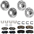 KIT-073024-6724 4-Wheel Set Front and Rear Brake Disc and Pad Kit, Plain Surface 5 Lugs Front-270 mm/Rear-261.87 mm Ceramic, Includes (4) Brake Disc and (2) Brake Pad Set