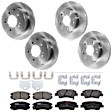 KIT-073024-6726 4-Wheel Set Front and Rear Brake Disc and Pad Kit, Plain Surface 5 Lugs Front-270 mm/Rear-261.87 mm Ceramic, Includes (4) Brake Disc and (2) Brake Pad Set