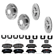 KIT-073024-6777 4-Wheel Set Front and Rear Brake Disc and Pad Kit, Plain Surface 5 Lugs Front-320.04 mm/Rear-302.01 mm Ceramic, Includes (4) Disc and (2) Pad Set
