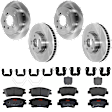 KIT-073024-6778 4-Wheel Set Front and Rear Brake Disc and Pad Kit, Plain Surface 5 Lugs Front-320.04 mm/Rear-302.01 mm Ceramic, Includes (4) Disc and (2) Pad Set